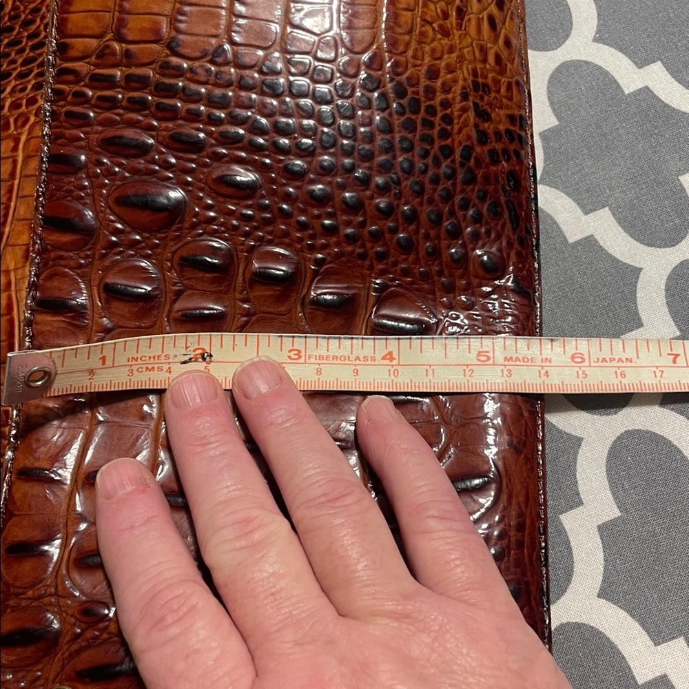 Brahmin Cognac Croc-Embossed Leather Tote - Picture 12 of 15